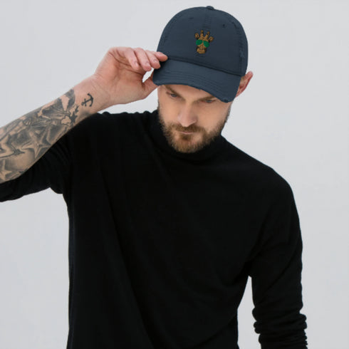 Giraffe Embroidered Distressed Baseball Hat-Unisex